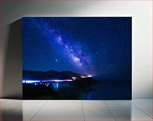 Πίνακας, Night Sky over Coastal Bridge Νυχτερινός ουρανός πάνω από την παράκτια γέφυρα