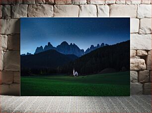 Πίνακας, Night Sky Over Mountain Landscape Νυχτερινός ουρανός πάνω από ορεινό τοπίο