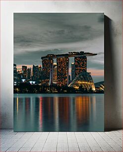 Πίνακας, Night Skyline with Illuminated Buildings Νυχτερινός ορίζοντα με φωτισμένα κτίρια