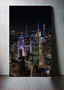 Πίνακας, Night View of City Skyscrapers Νυχτερινή θέα στους ουρανοξύστες της πόλης