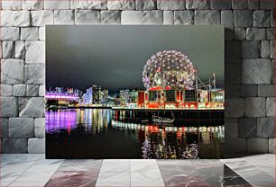 Πίνακας, Night View of City with Geodesic Dome Νυχτερινή θέα της πόλης με Γεωδαιτικό Θόλο