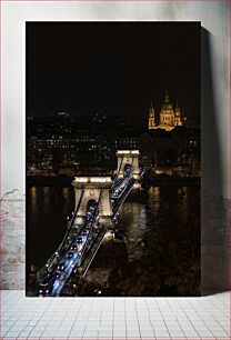 Πίνακας, Night View of Illuminated Chain Bridge and Cathedral Νυχτερινή άποψη της Φωτισμένης Γέφυρας Αλυσίδων και του Καθεδρικού Ναού