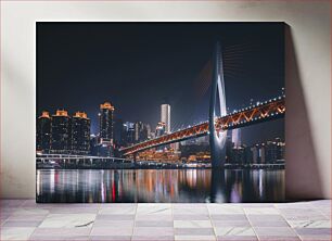 Πίνακας, Night View of the City with Bridge Νυχτερινή θέα της Πόλης με Γέφυρα