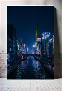 Πίνακας, Nighttime Cityscape by the River Νυχτερινό αστικό τοπίο δίπλα στο ποτάμι