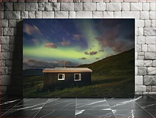 Πίνακας, Northern Lights Over a Cabin Βόρειο Σέλας πάνω από μια καμπίνα