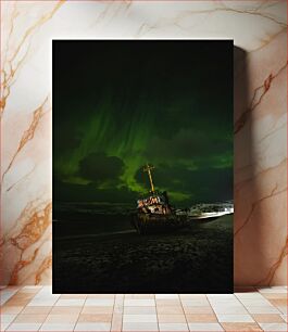 Πίνακας, Northern Lights Over Shipwreck Βόρειο Σέλας πάνω από Ναυάγιο