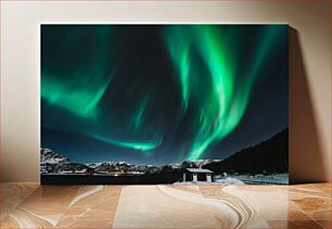 Πίνακας, Northern Lights Over Snowy Landscape Βόρειο Σέλας πάνω από το χιονισμένο τοπίο