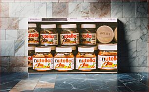 Πίνακας, Nutella Jars on a Grocery Shelf Βαζάκια Nutella σε ράφι παντοπωλείου