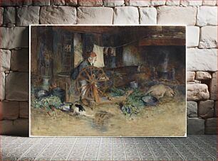 Πίνακας, Old man threading yarn, by Allan Österlind