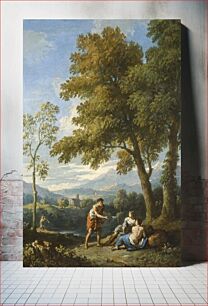 Πίνακας, One of a Pair of Views of the Roman Campagna with Figures Conversing by Jan Frans van Bloemen Antwerp 1662 1749 active Italy Rome