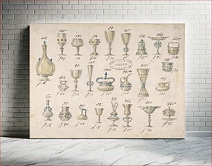 Πίνακας, One of Twenty-Three Sheets of Drawings of Glassware (Mirrors, Chandeliers, Goblets, etc.)