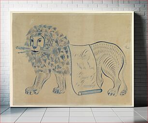 Πίνακας, Ornamental Lion Composed of Scrolls, Holding Pens