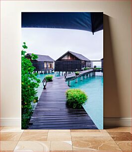 Πίνακας, Overwater Bungalows on a Rainy Day Μπανγκαλόου πάνω από το νερό μια βροχερή μέρα