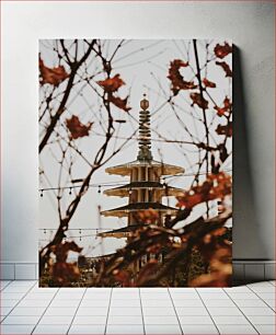 Πίνακας, Pagoda and Autumn Leaves Παγόδα και Φθινοπωρινά Φύλλα