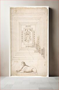 Πίνακας, Palazzo dei Conservatori, coffered ceiling, ceiling plan and details; Sphinx, perspective view (recto) blank (verso)