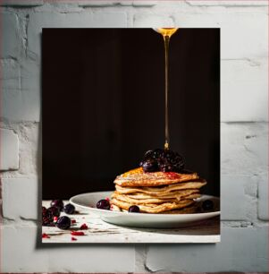 Πίνακας, Pancakes with Berries and Syrup Τηγανίτες με μούρα και σιρόπι