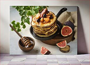 Πίνακας, Pancakes with Figs and Honey Τηγανίτες με σύκα και μέλι