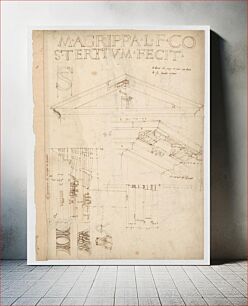 Πίνακας, Pantheon, pediment details (recto) Pantheon, pilaster capital profile and projected elevation, column diagram, bronze door detail (verso)