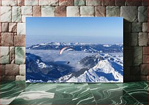 Πίνακας, Paragliding Over Snowy Mountains Αλεξίπτωτο πλαγιάς πάνω από τα χιονισμένα βουνά