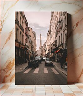 Πίνακας, Parisian Street with Eiffel Tower Οδός του Παρισιού με τον Πύργο του Άιφελ