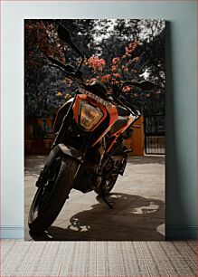 Πίνακας, Parked Motorcycle with Blooming Trees Παρκαρισμένη μοτοσυκλέτα με ανθισμένα δέντρα