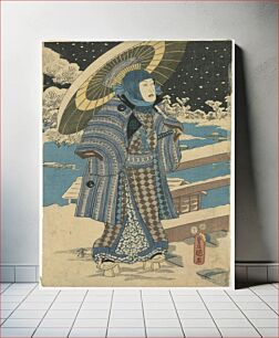 Πίνακας, Part of a triptych: man with a parasol, Utagawa Kunisada