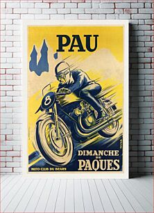 Πίνακας, Pau: Easter Sunday, motorcycle club of Béarn (1940) chromolithograph by Garcia, R