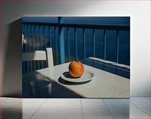 Πίνακας, Peach on a Balcony Table Ροδάκινο σε τραπέζι μπαλκονιού