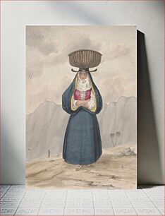 Πίνακας, Peasant woman with basket on her head - La Palma, 1828