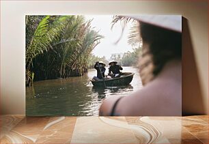 Πίνακας, People in a Boat on a Tropical River Άνθρωποι σε μια βάρκα σε έναν τροπικό ποταμό