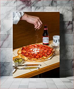 Πίνακας, Pepperoni Pizza with a Beer Πίτσα Πεπερόνι με Μπύρα