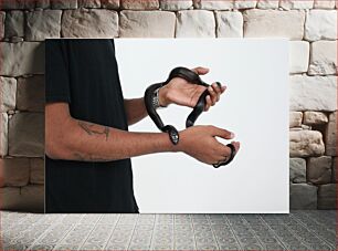 Πίνακας, Person Holding a Black Snake Άτομο που κρατά ένα μαύρο φίδι