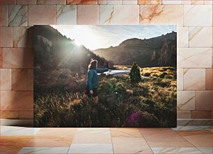 Πίνακας, Person Pointing in Scenic Landscape Πρόσωπο που δείχνει σε γραφικό τοπίο