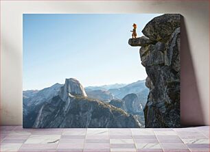 Πίνακας, Person Standing on Cliff in Mountainous Landscape Πρόσωπο που στέκεται στον γκρεμό στο ορεινό τοπίο