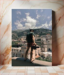 Πίνακας, Photographer Overlooking a Cityscape Φωτογράφος με θέα σε ένα αστικό τοπίο