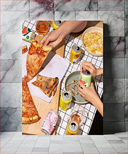 Πίνακας, Pizza and Snacks on Table Πίτσα και σνακ στο τραπέζι