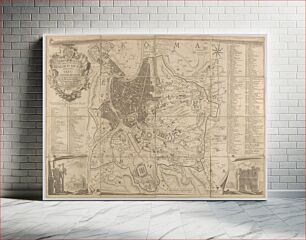 Πίνακας, Plan of ancient Rome with a view of the Pantheon lower left and a triumphal arch lower right