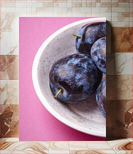 Πίνακας, Plums in a Bowl Δαμάσκηνα σε ένα μπολ