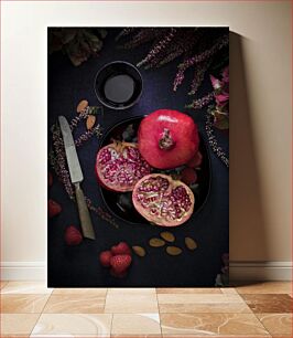 Πίνακας, Pomegranate and Wine Still Life Ρόδι και κρασί Νεκρή φύση