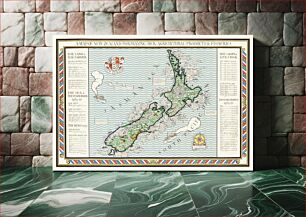 Πίνακας, Poster "A Map of New Zealand" (1913) by MacDonald Gil