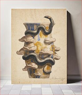 Πίνακας, Preparation for vase decorated with plastic snake and mushrooms by Joakim Skovgaard