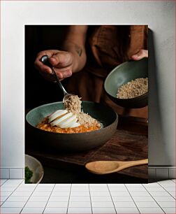 Πίνακας, Preparing a Dish with Bread Crumbs and Eggs Ετοιμάζοντας ένα πιάτο με ψίχουλα ψωμιού και αυγά