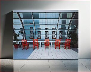 Πίνακας, Red Chairs Reflected on Glass Κόκκινες καρέκλες που αντανακλώνται σε γυαλί