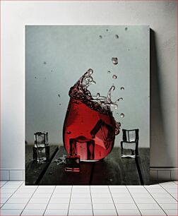 Πίνακας, Red Drink with Ice Splash Κόκκινο ρόφημα με πάγο