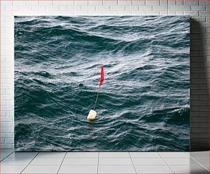 Πίνακας, Red Flag Floating in the Sea Κόκκινη σημαία που επιπλέει στη θάλασσα