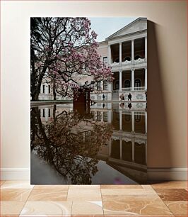 Πίνακας, Reflection of Blossoming Tree and Building Αντανάκλαση του ανθισμένου δέντρου και του κτιρίου