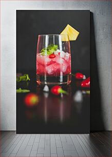 Πίνακας, Refreshing Pink Drink with Pineapple Garnish Δροσιστικό ροζ ρόφημα με γαρνιτούρα ανανά