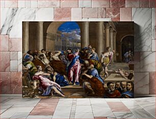 Πίνακας, Religion: NT. Purification of the temple. Christ driving the money-changers from the temple with a whip