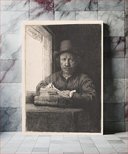 Πίνακας, Rembrandt, drawing at a window by Rembrandt van Rijn