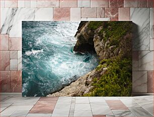 Πίνακας, Rocky Shoreline with Turbulent Waves Βραχώδης ακτογραμμή με τυρβώδη κύματα